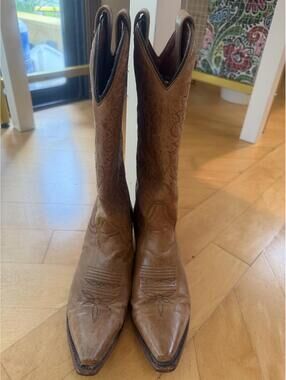 Dan post cowboy boots santa rosa-snip toe 6.5 , tan leather
